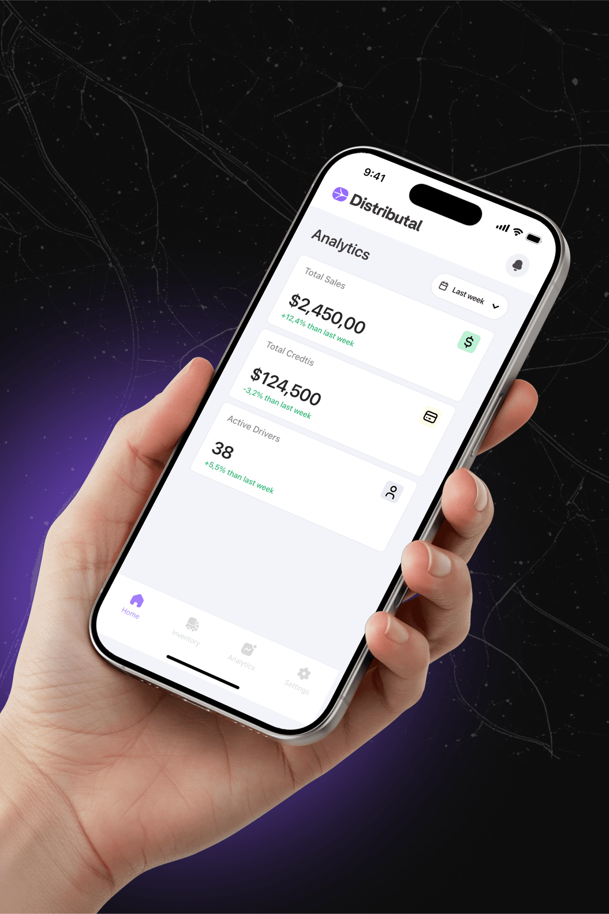 Distributal analytics dashboard on mobile